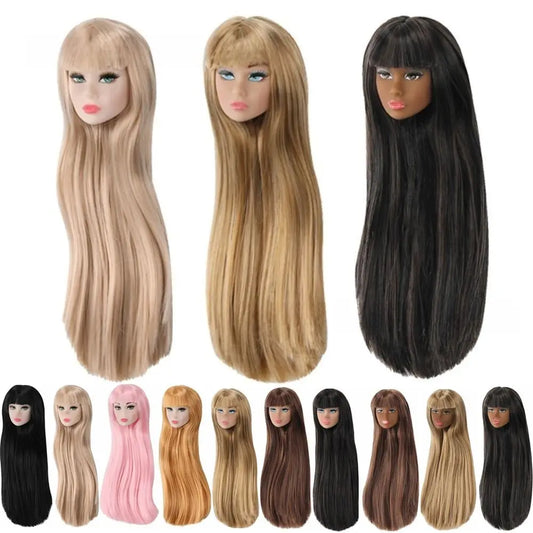 European Face Doll Head Long Hair White Normal Tan Skin Practice Makeup Head Fashion Doll Head for 11.5 Inch BJD Doll Body