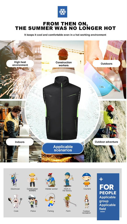 Summer Cool Vest Wearable Cooling Fan Vest Air-conditioned Clothes USB Cooling For Outdoor Work Fishing Vest Camping Clothing