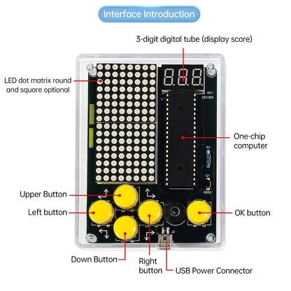 7 Pixel Game Console Kits Puzzle Pixel Game Console 51 Single-chip DIY Welding Practice Parts Electronic DIY Kit