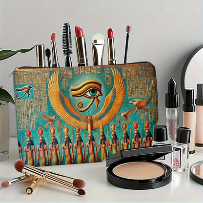 A Egyptian wall painting Eye of Horus makeup bag - cute multifunctional zipper pouch for women, jewelry storage bag