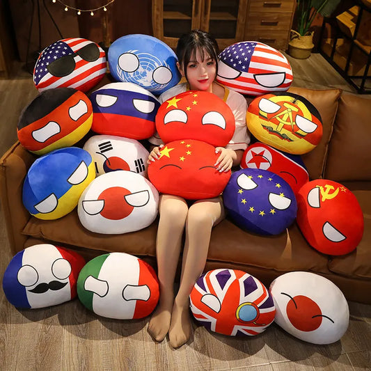 Newest 10cm 68 Styles Country Ball Plush Toy Polandball Pendant Country Flag Ball Gifts for Children Kazakhstan Countryball Stuf