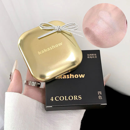 KAKASHOW 4 Colors Eyeshadow Palette Matte Shimmer Pearlescent Glitter Eye Shadow Long Lasting Easy To Color Eyes Makeup Palette
