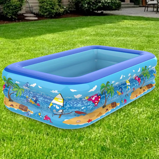 Children  Adults Inflatable Pool Foldable Square Blow Up Cute  Pool for Family Space-Saving Swimming Pool for Backyard Garden