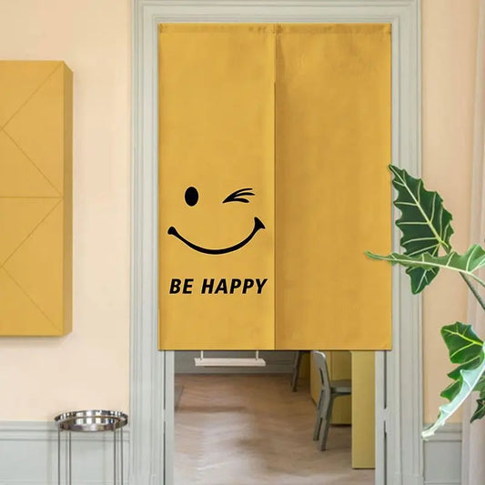 Nordic Creative Happy Face Door Curtain Home Decorations Hanging Curtains Kitchen Bathroom Partition Curtain Japanese Noren