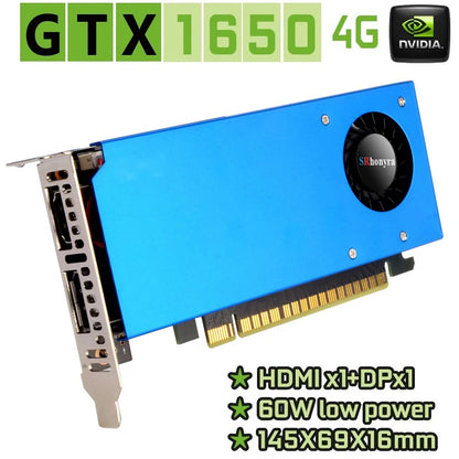 SRhonyra Geforce GTX 1650 4GB Low Profile Graphics Card,GDDR5 PCIe 3.0 X16 128 Bits Video Card Compatible SFF/Thin ITX/HTPC PC