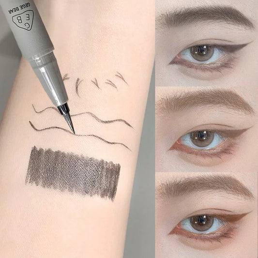 Waterproof Quick Dry Liquid Eyeliner Pen Ultra-fine Matte Black Brown Lasting Lying Silkworm Eyeliner Pencil Natural Eyes Makeup