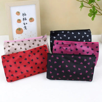 Heart Pattern Makeup Bag Fashion Design Multi-Functional Zippered Toiletry Storage Bag Large-Capacity Professional