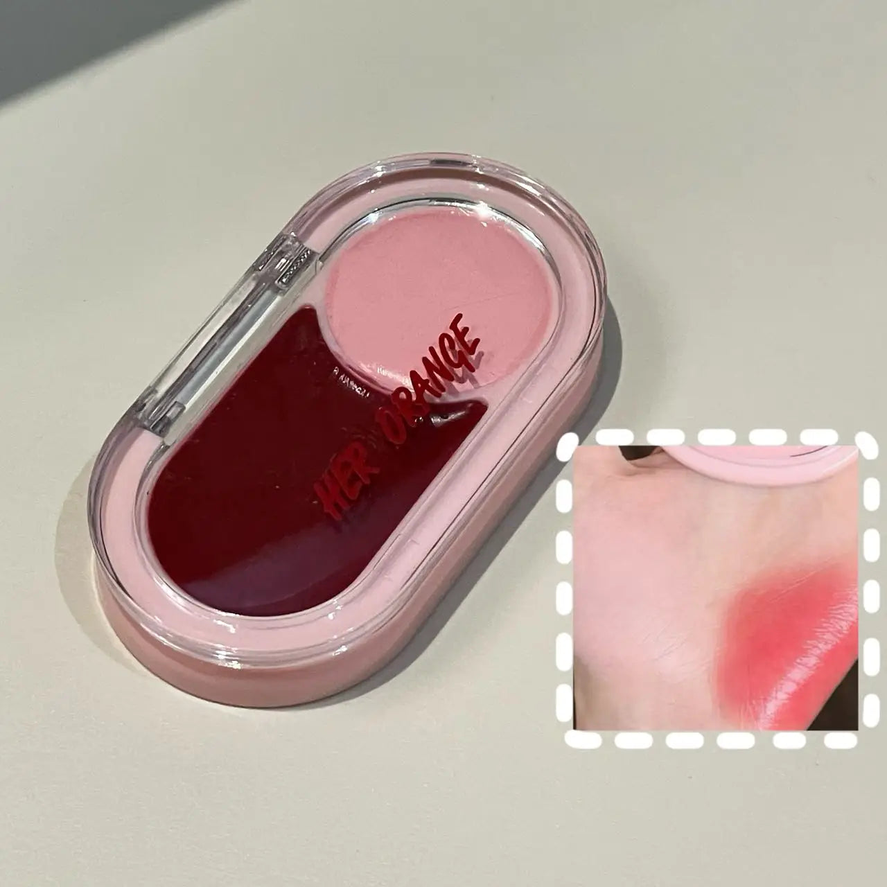 Water Light Peach Cream Blush Two-tone Face Brightening Orange Pink Blusher Plate Makeup Lasting Moisturizing Cheek Tint Rouge
