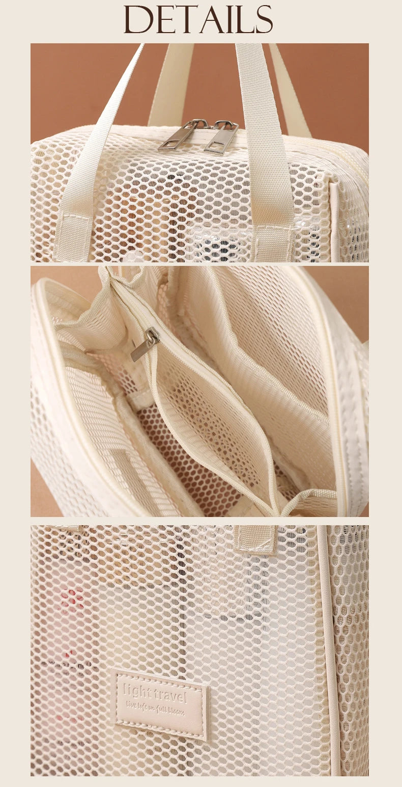 Multi-Functional Mesh Makeup Bag Pouch Large Capacity Portable Storage Case Travel Toiletry Bags Cosmetic Bag