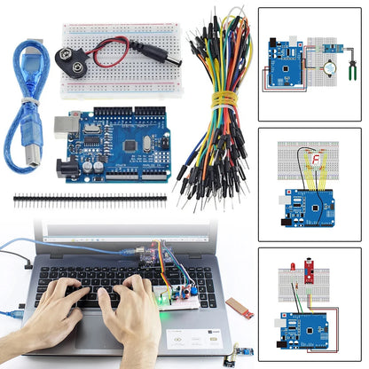 Electronics Basic Starter Kit with Breadboard Sensor Modules Resistance Electronic DIY Kit DIY Basic Kit for Arduino UNO R3