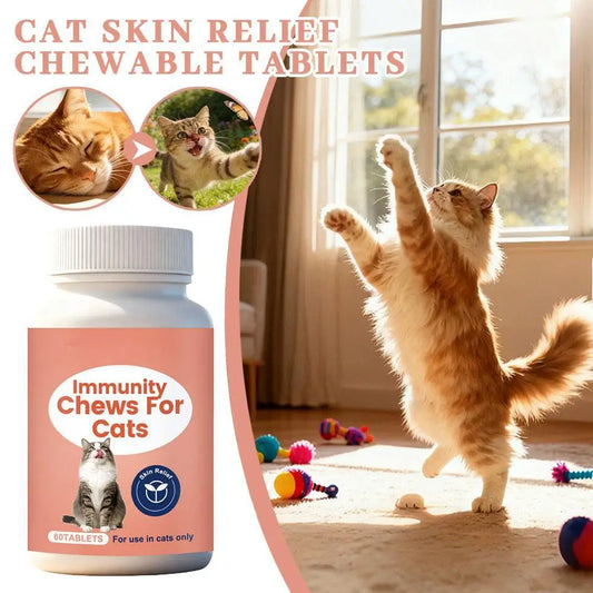 60 Tablets Cat Immunity Chewable Supplements For Skin Health Immune System Strengthening Adults Pet Nutritional Supplements