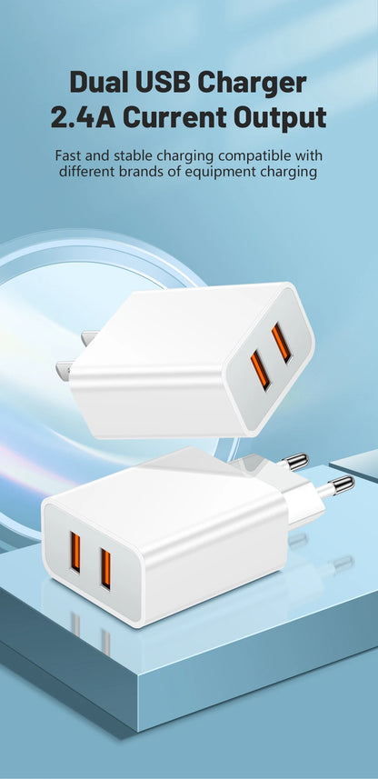 Dual USB Charger Fast Charging Adapter Portable Wall Travel Charger Mobile Phone Chargers for Oneplus Oppo iPhone Xiaomi 15 17