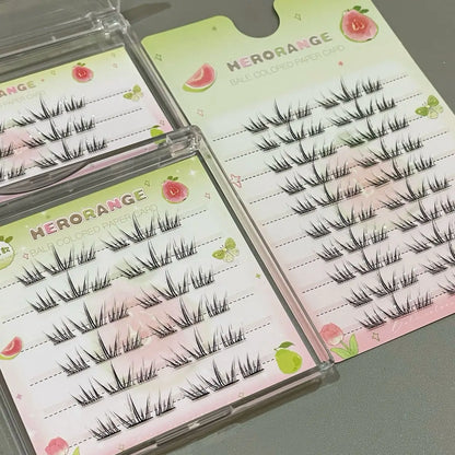 DIY Cluster Punk Silver Black Self-adhesive Glue Free False Eyelashes Segmented Thin Stems Halloween Makeup Girl Lashe Extension