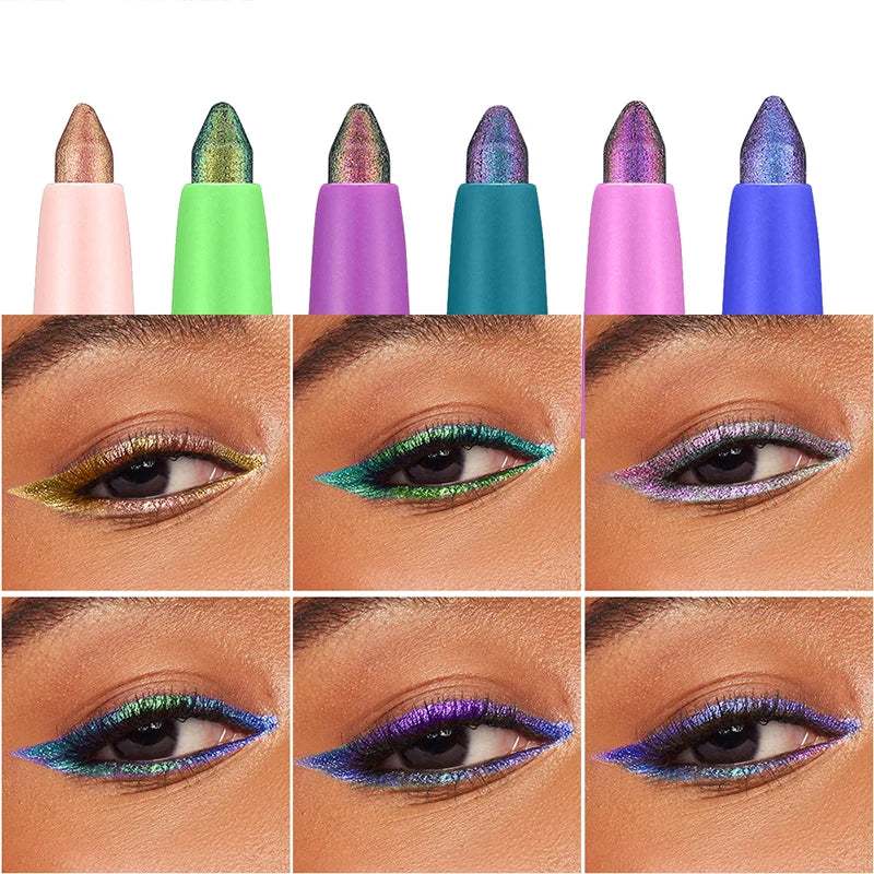 Pearlescent Aurora Purple Eyeliner Pen Chameleon Metallic Eye Liner Shiny Eyeshadow Lying Silkworm Green Blue Makeup Pigment