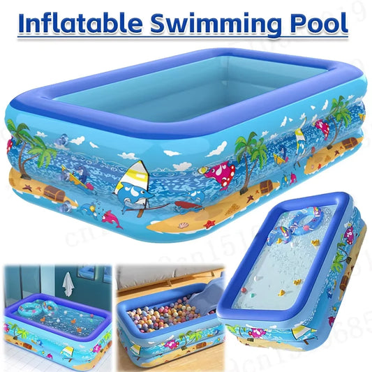 Inflatable Swimming Pool Large Family Pools 120cm Rectangle Framed Children Swimming Pool Summer Outdoor Pool  Bathtub Toys