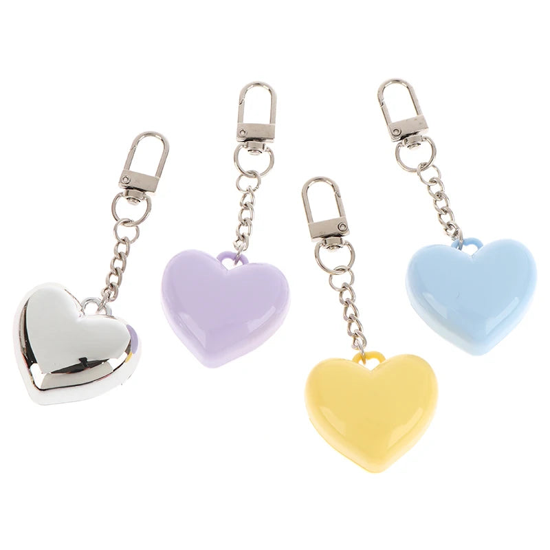 1Pcs Heart Shape Blush Empty Compact with Mirror, Keychain DIY Refillable Powder Case for Makeup