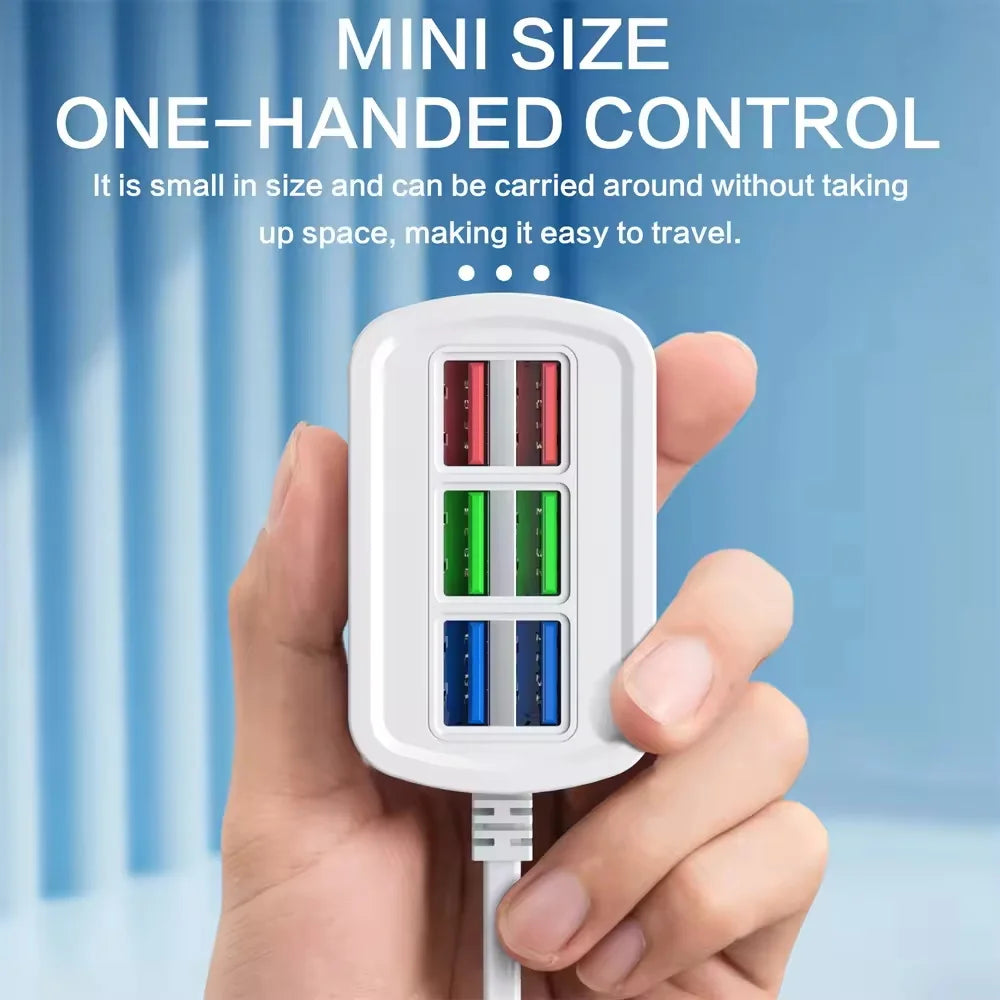 6 USB Charger Power Strip Universal Fast Charging EU/US Plug Phone Charger Adapter Electric Socket Extension Cable Table Socket
