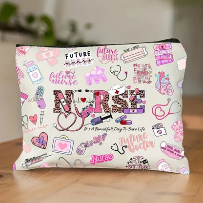 1pc Makeup Bag with A Cartoon Nurse Design Cosmetic Pouch Lightweight for International Nurses Day Storage Beauty Case