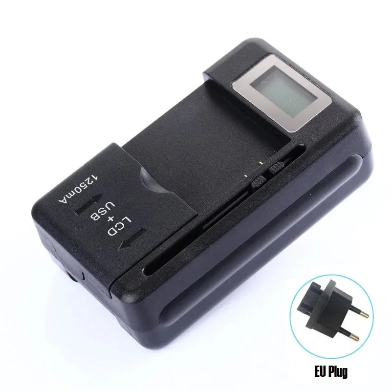 Mobile Battery Charger Universal LCD Indicator Screen USB-Port For Cell Phone Chargers 32-55mm Battery Charging US UK EU Plug