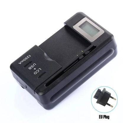 Mobile Battery Charger Universal LCD Indicator Screen USB-Port For Cell Phone Chargers 32-55mm Battery Charging US UK EU Plug