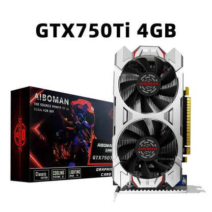 AIBOMAN GTX750Ti 4GB Graphics Card Gaming GDDR5 Computer GPU Video card for Work