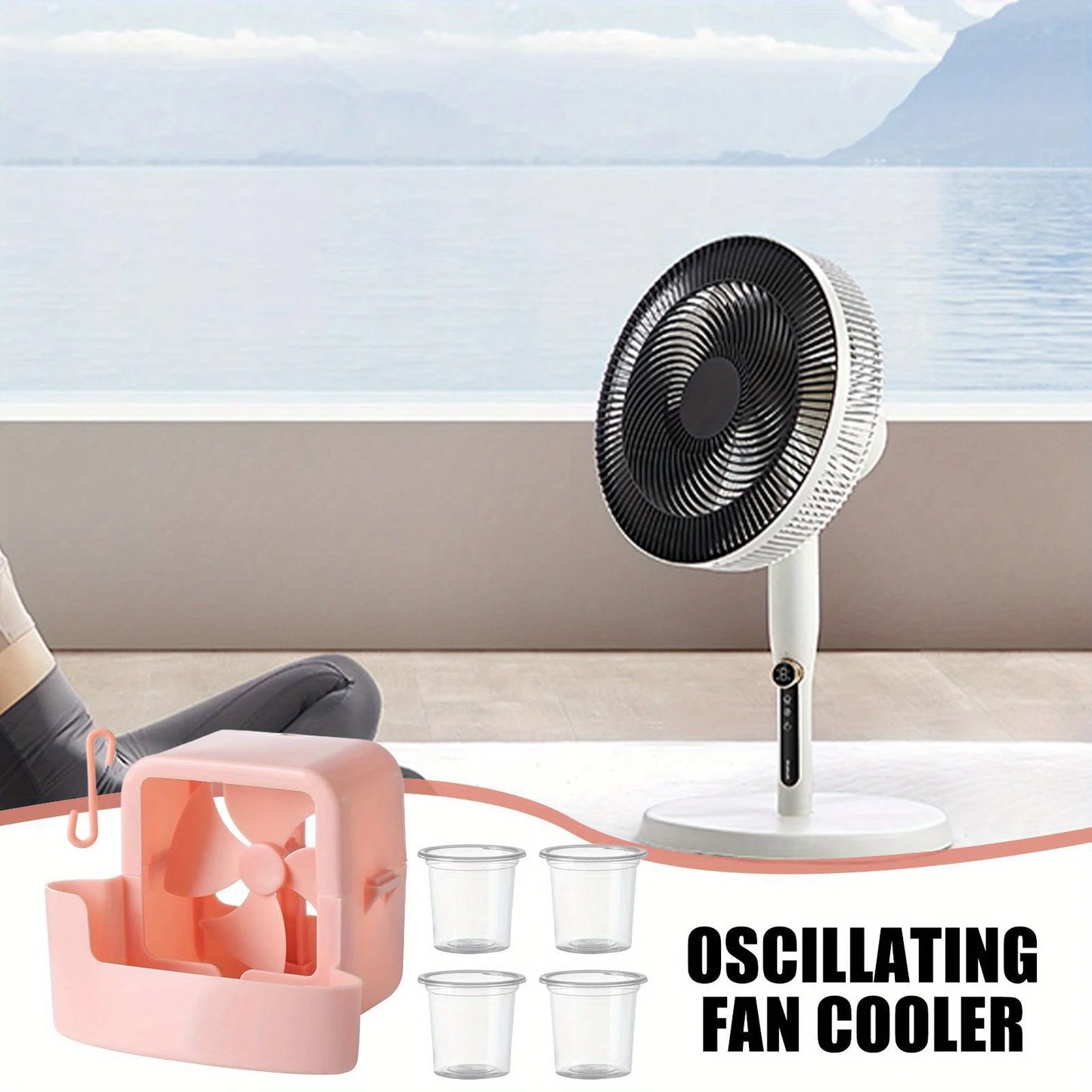 Zero-Power Portable Cooling Fan, Water Circulation Cooler with Hook Mount for Summer Heat Relief Outdoor Home Accessories