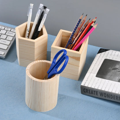 Wooden stationery storage box for pens, pencil cases, office pen holders, makeup brush containers, stationery supplies,