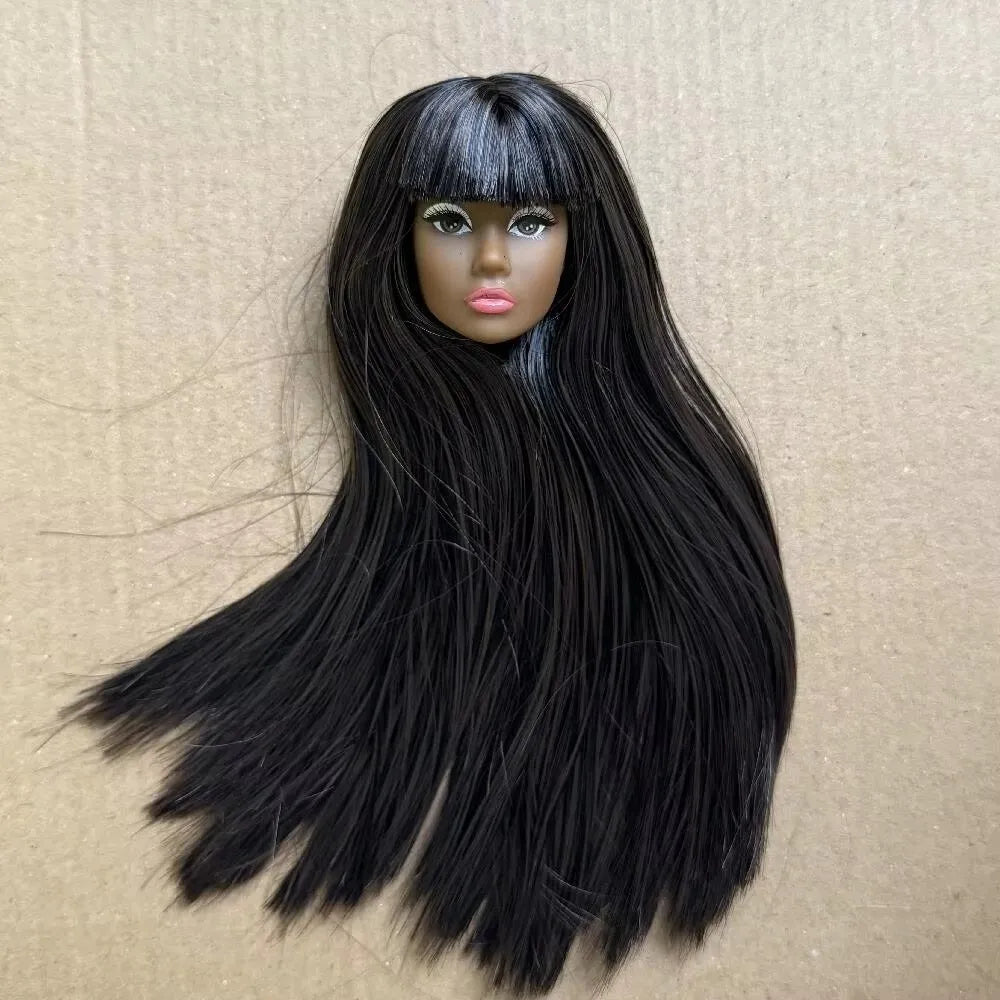 European Face Doll Head Long Hair White Normal Tan Skin Practice Makeup Head Fashion Doll Head for 11.5 Inch BJD Doll Body