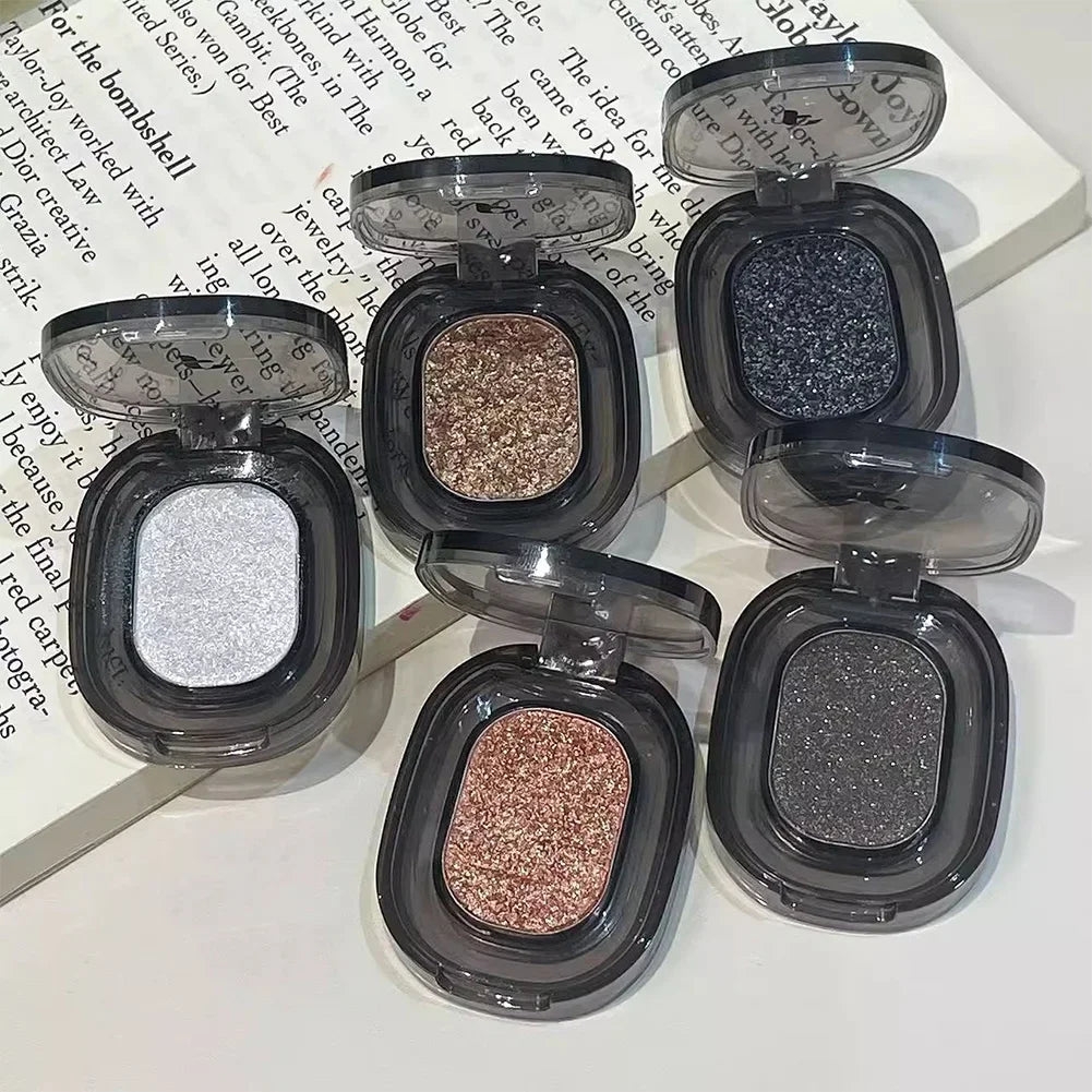 Glitter Punk Black Eye Shadow Palette Metallic Smoky Monochrome Eyeshadow Palette Shimmer Pearl Eye Makeup Shiny Silkworm Shadow