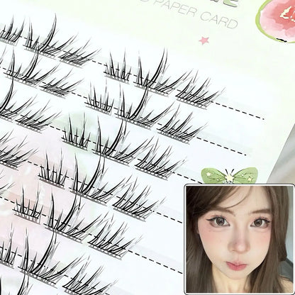 DIY Cluster Punk Silver Black Self-adhesive Glue Free False Eyelashes Segmented Thin Stems Halloween Makeup Girl Lashe Extension