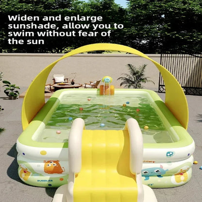 Kids Baby Inflatable Swimming Pool, 3 Layers Thickened 1.5m Large Pool for Indoor Outdoor Household Play