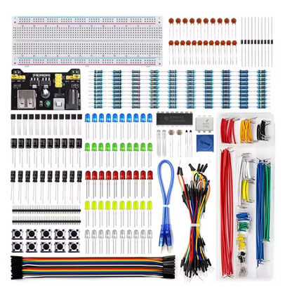 DIY Electronics Components Kit Project Starter Electronic DIY Kit with 830 Tie-points Breadboard for Arduino R3 with Box