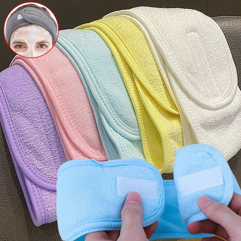 Fashion Women Wide Hairband Adjustable Makeup Wash Face Toweling Hair Wrap Headbands Face Washing Yoga Hair Make Up Accessories