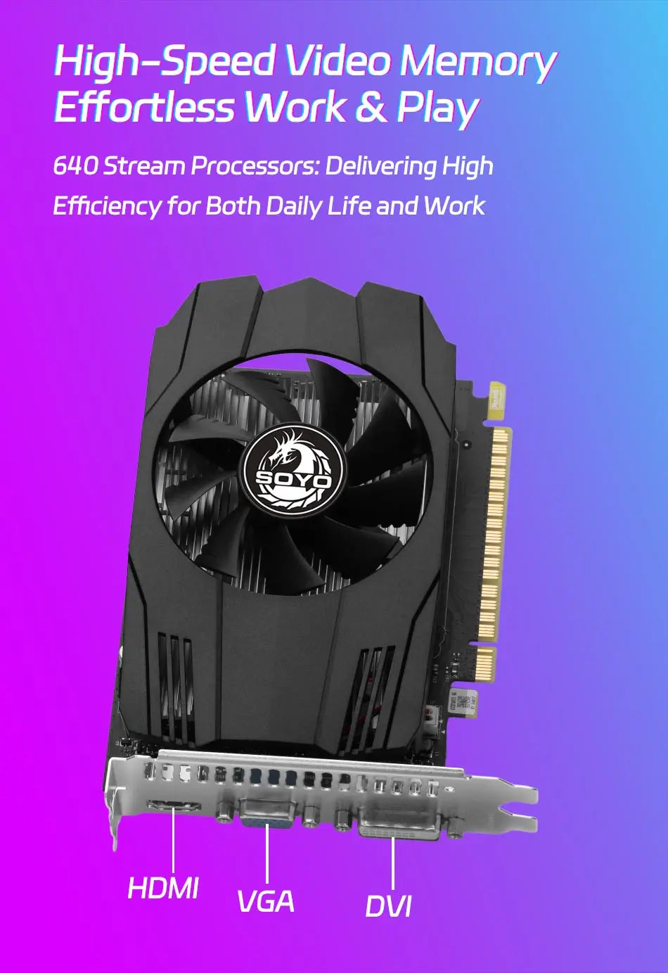 SOYO Graphics Cards NVIDIA GeForce GTX 750TI 4G GDDR5 128bit HDMI compatibili DVI*1 VGA*1 Video Card For Desktop Gaming Computer