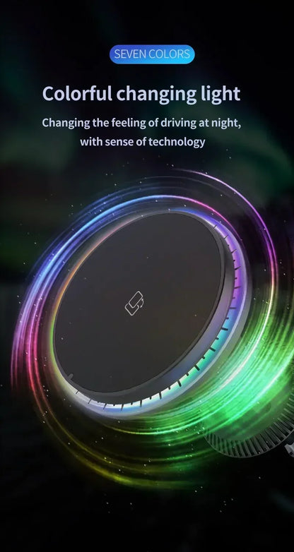 Magnetic Car Wireless Charger RGB For iPhone 13 14 15 16 17 Pro Max Macsafe Car Phone Holder Stand Mount Fast Charging Station