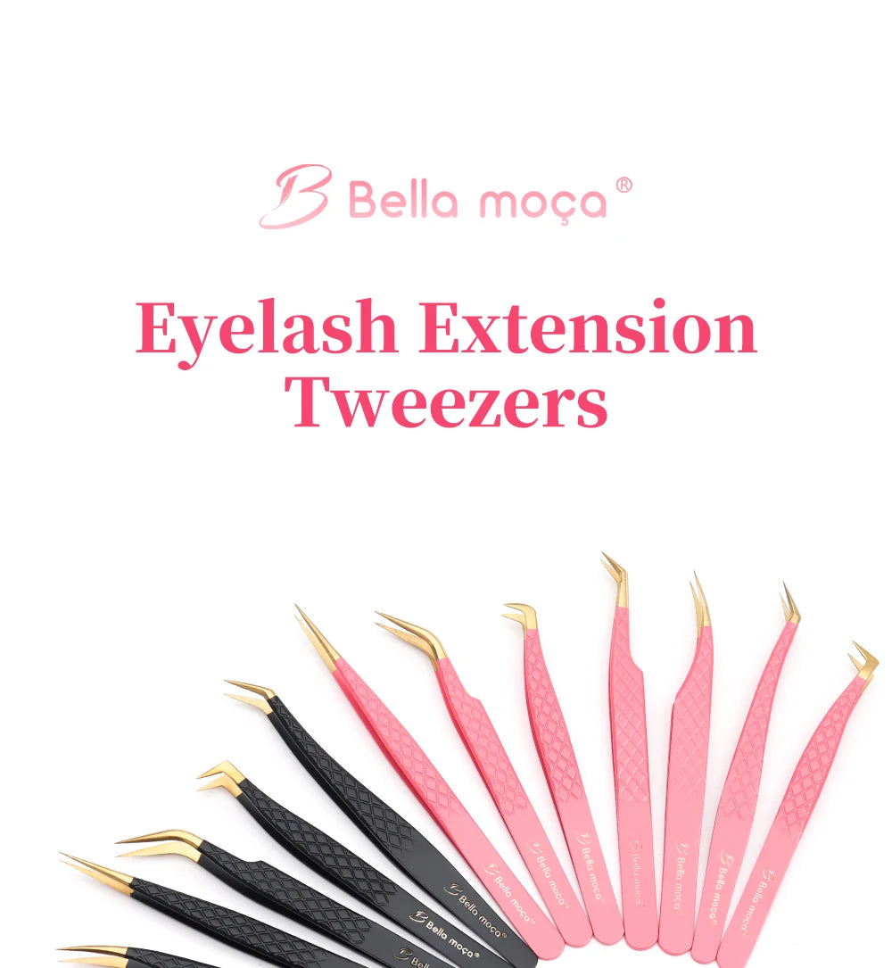 Bella moça Lash Tweezers Stainless Steel Eyelash Nail Tools Accurate Tweezers Nippers Pointed Clip Set Makeup Tools