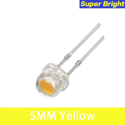 100pcs LED Diode F5 Super Bright Straw Hat LED 5mm Light Emitting Diodes Blue Green Red Yellow White, for DIY Electronic