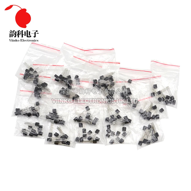 Transistor Assorted Kit TO-92 18kinds*10pcs=180pcs 2N2222 S9013 S9014 S9015 S9018 S8050 S8550 2N5551 2N5401 2N3904 2N3906 C1815