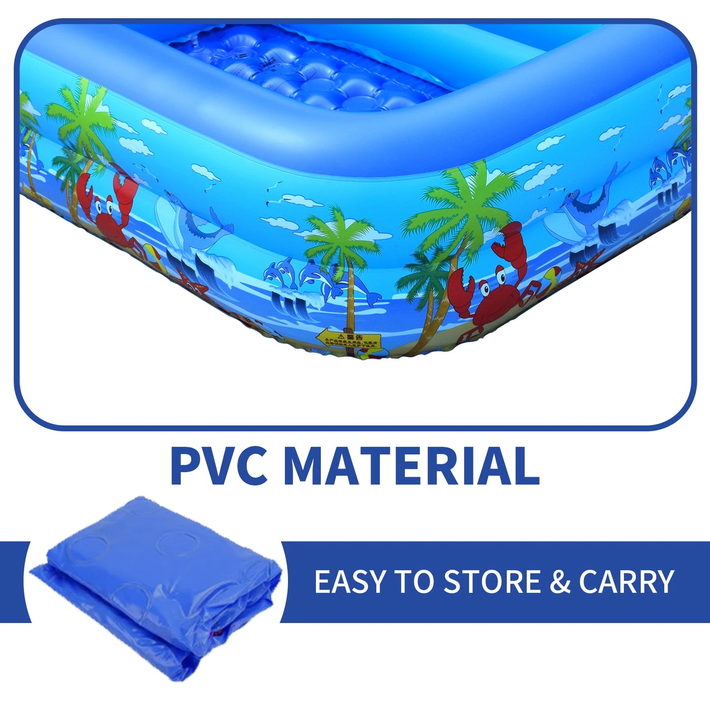 Inflatable Ball Pit Pool for Kids, Toddlers,, Blow Up PVC Swimming Pool for Indoor Outdoor Water Summer Party Backyard, Blue