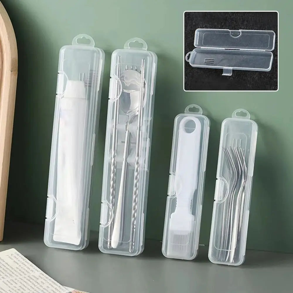 1Pcs Eyebrow Pencil Tableware Chopsticks Makeup Brush Storage Box Transparent Portable Plastic Box Organizer Multifunctional
