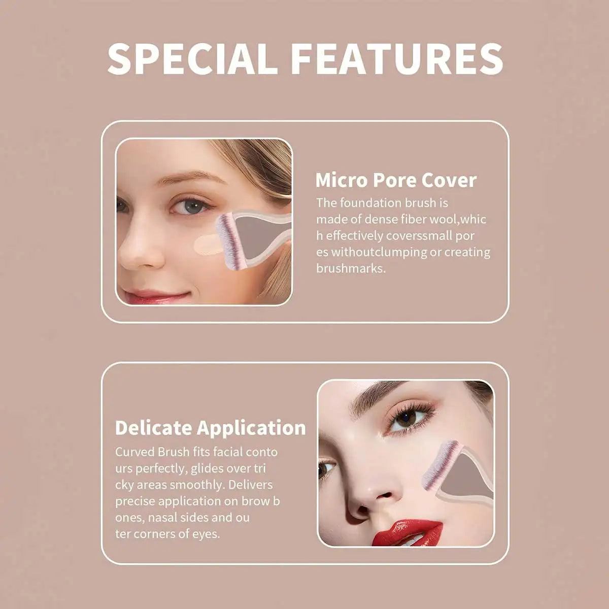 MAANGE 2pcs Foundation Makeup Brushes Set Ultra Thin Top Mask Brush For Liquid Cream Cosmetics Blending Beauty Tool Premium Gift