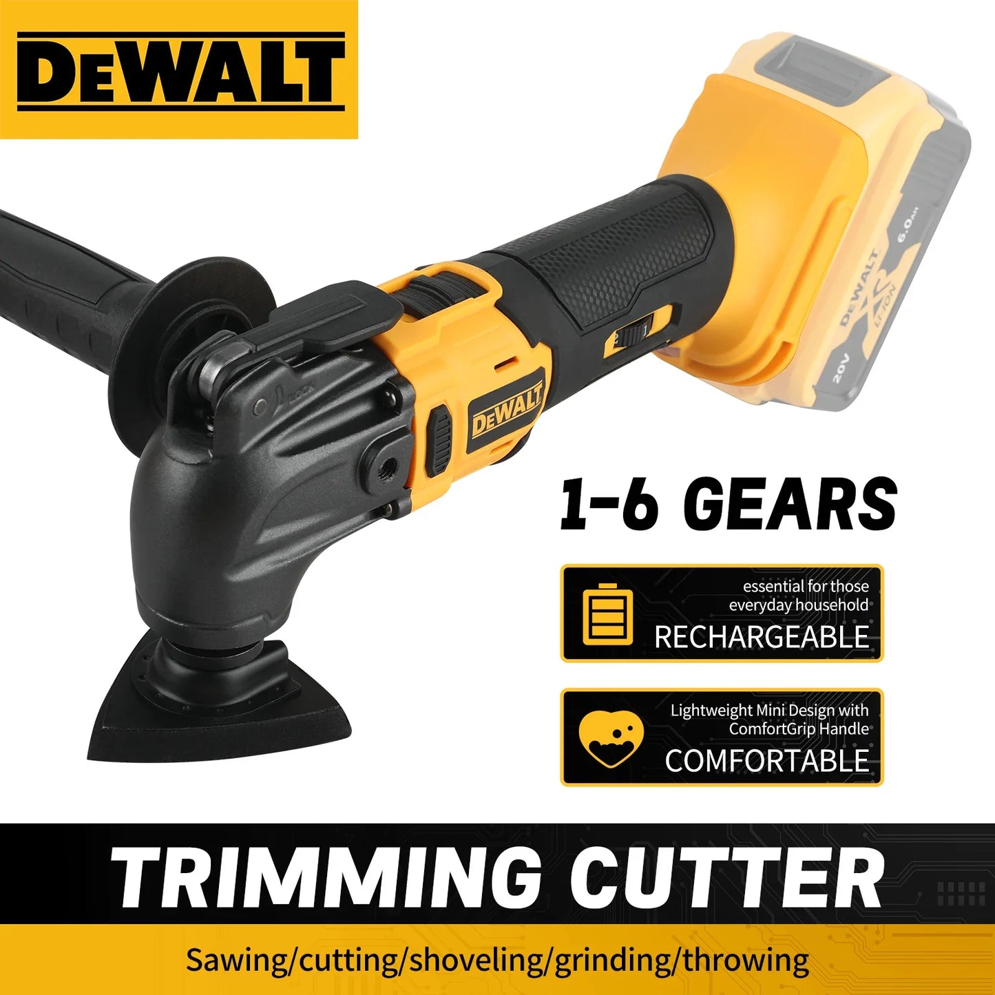 DEWALT DCS356 Brushless Oscillating Multi-Tool Rechargeable Quick Blade Change for Sanding Trimming Grinding Cutting Jobs