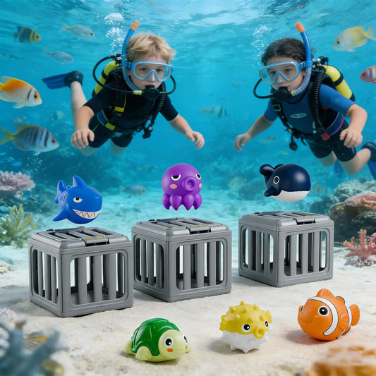 kids Pool Diving Toys With Animals Floating Easy Release Pool Sinking Toys Swimming Accessories For Boys Girls Summer Vacation
