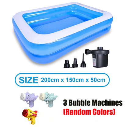 2m/2.6m Large Inflatable Swimming Pool Adults Kids Pools Bathing Tub Outdoor Indoor Bathtub Water Pool Family Party Toys