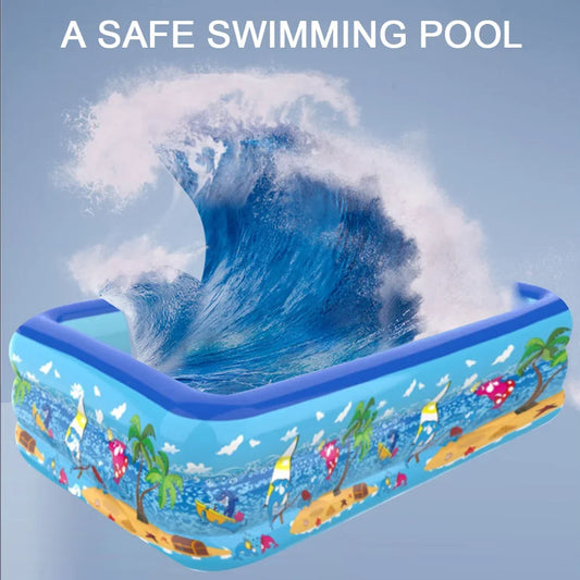 Children  Adults Inflatable Pool Foldable Square Blow Up Cute  Pool for Family Space-Saving Swimming Pool for Backyard Garden