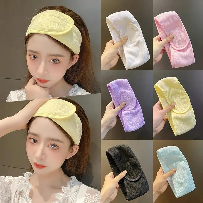 Fashion Women Wide Hairband Adjustable Makeup Wash Face Toweling Hair Wrap Headbands Face Washing Yoga Hair Make Up Accessories