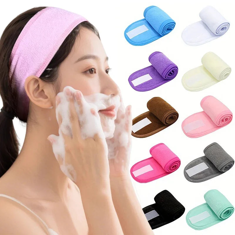 Fashion Women Wide Hairband Adjustable Makeup Wash Face Toweling Hair Wrap Headbands Face Washing Yoga Hair Make Up Accessories