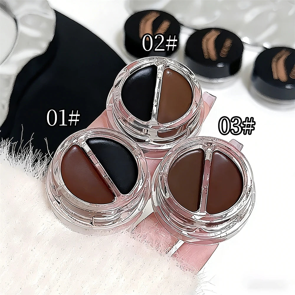 Two-Tone Matte Eyebrow Cream With Brush for Eyeliner & Eye Brow Waterproof Sweat Proof Wild Eyebrow Gel 3D Natural Tint Makeup