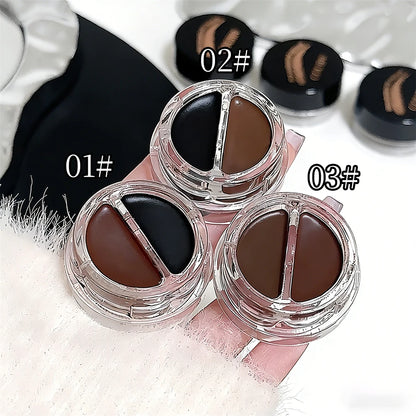 Two-Tone Matte Eyebrow Cream With Brush for Eyeliner & Eye Brow Waterproof Sweat Proof Wild Eyebrow Gel 3D Natural Tint Makeup