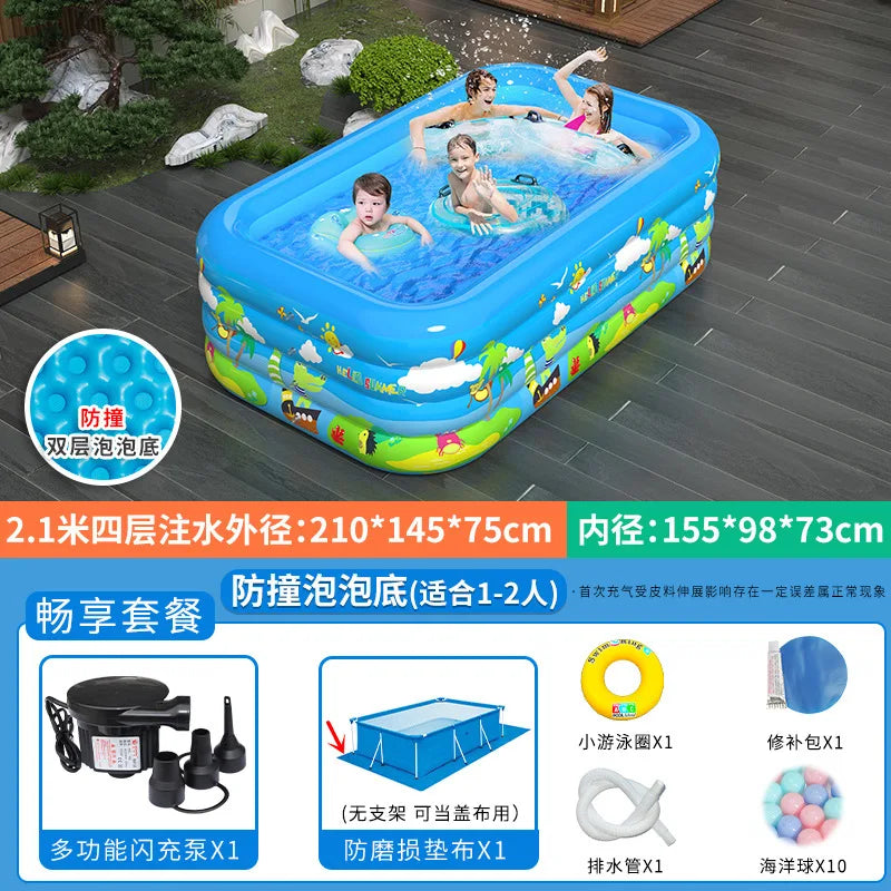 Large Foldable Inflatable Swimming Pool for Kids Adults Baby Family Indoor Outdoor Backyard Thickened Durable Summer Fun Pool